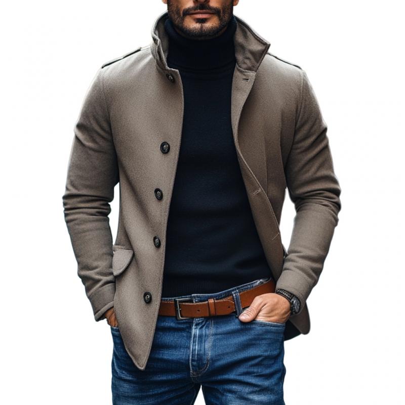 THE WILLIAM | CASUAL WOOL BLEND LAPEL SINGLE-BREASTED SLIM SHORT COAT