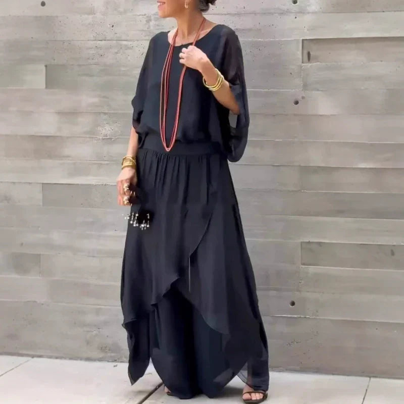 THE AVA | CHIFFON TWO-PIECE WIDE LEG SET