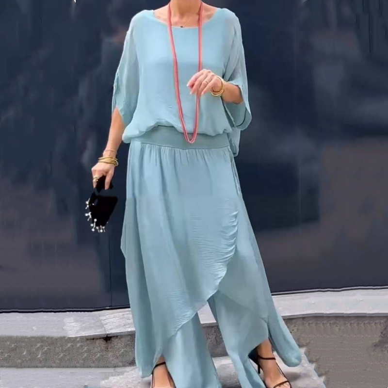 THE AVA | CHIFFON TWO-PIECE WIDE LEG SET
