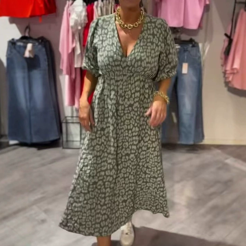 THE MARVÉA | PRINTED OFF-V NECK SUMMER DRESS