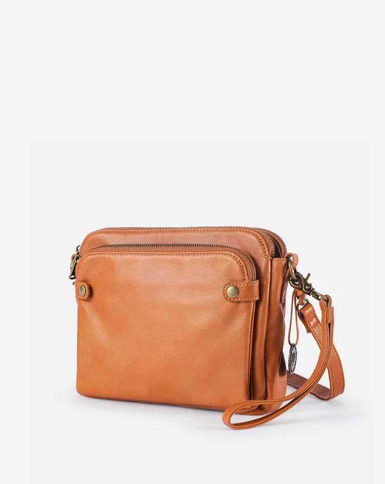 THE SORAYA | TRIPLE-ZIP LEATHER CROSSBODY